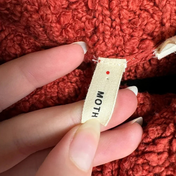 Anthropologie Moth orange/red cowl neck sweater button detail oversize XS M5 - Picture 8 of 9